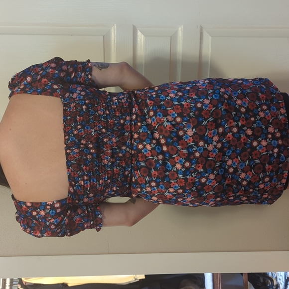 NSR Cami Sweetheart Neck Puff Sleeve Floral Print Mini Dress - Picture 4 of 4